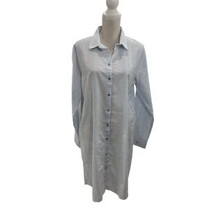 Tavin Shirt Dress Size 12 blue Long Sleeve Lightweight Cotton Belt Loop